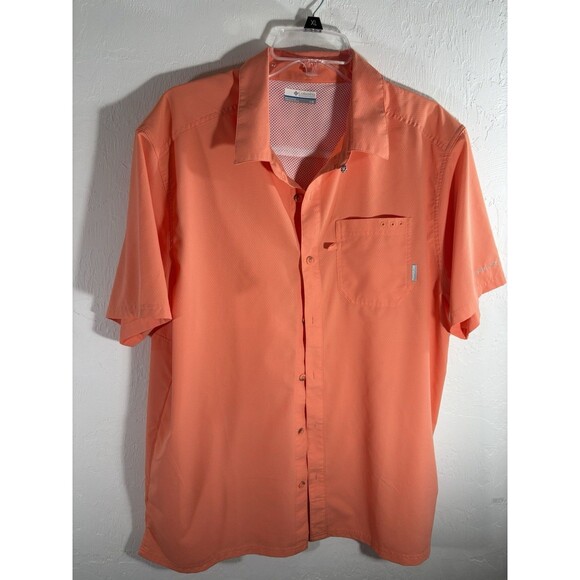 Columbia PFG Omni Shade Vented Short SL Orange Wicking Men Shirt Sz XL Fishing - Picture 8 of 9